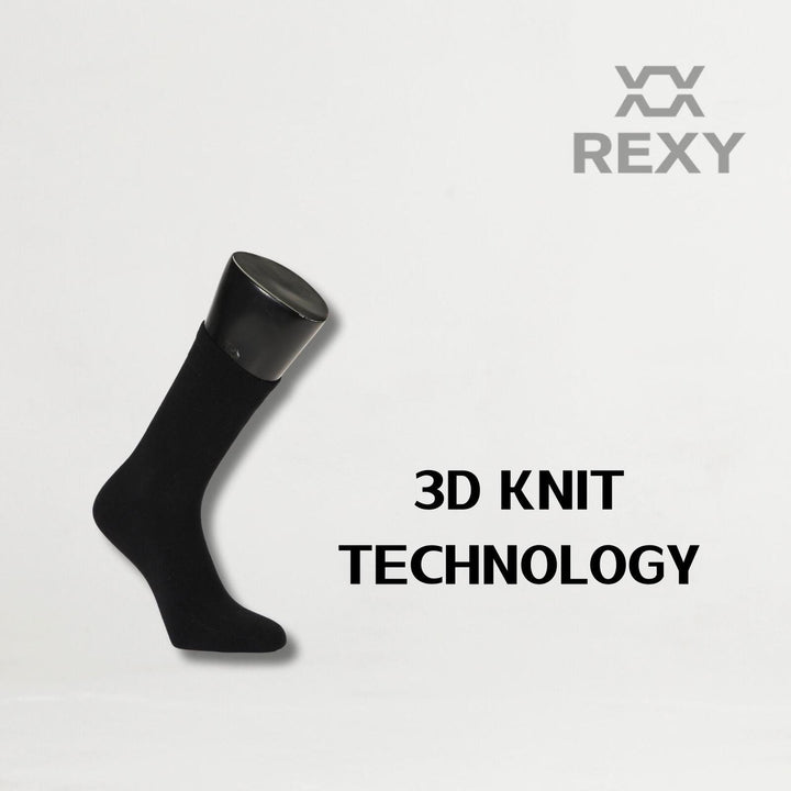 15X Rexy 3D Seamless Crew Socks Large Slim Breathable BLACK