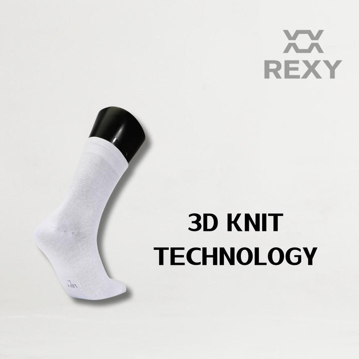 15X Rexy 3D Seamless Crew Socks Large Slim Breathable WHITE