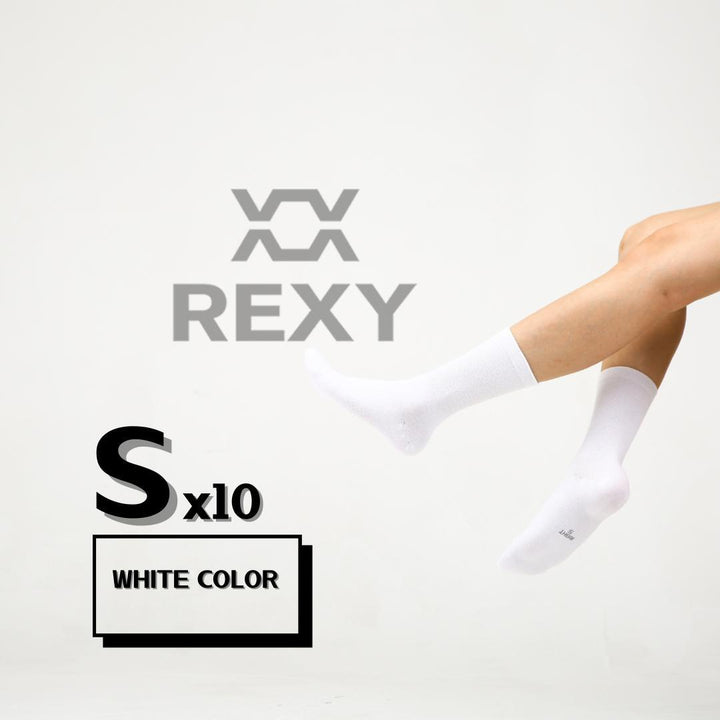 10X Rexy 3D Seamless Crew Socks Small Slim Breathable WHITE