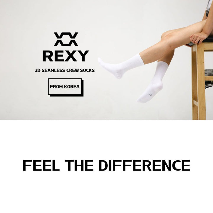 15X Rexy 3D Seamless Crew Socks Small Slim Breathable WHITE