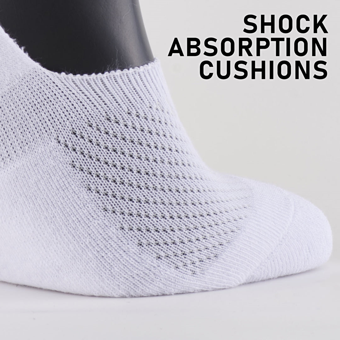 12X Rexy Cushion No Show Ankle Socks Large Non-Slip Breathable WHITE