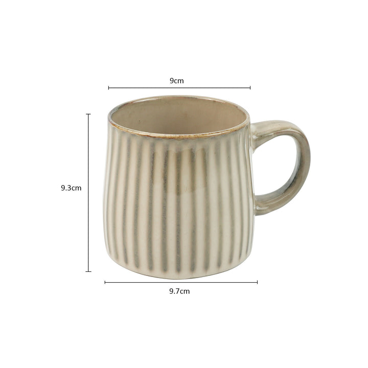 High-Fired Ceramic Stoneware Ribbed Stripe Mug 460ml Matt EARTHY BROWN