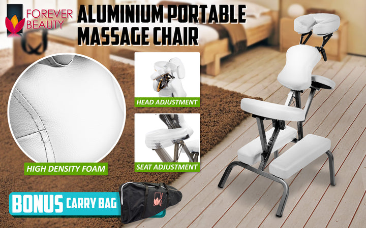 Aluminium Portable Beauty Massage Foldable Chair Table WHITE