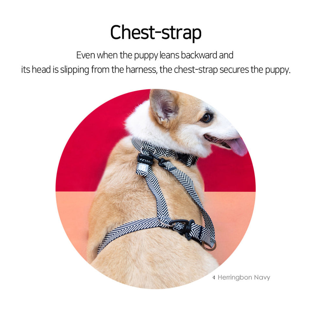 Dog Double-Lined Straps Harness Adjustable L MARBLE PINK