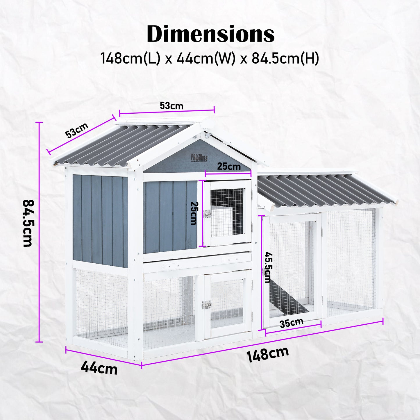 Rabbit Hutch Chicken Coop 147cm 2 Storey Pet Cage Run GRACIE