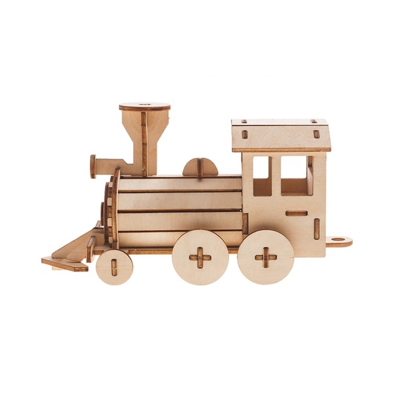 Build and Paint your own locomotive train Kids wood model toy train-plywood DIY kit