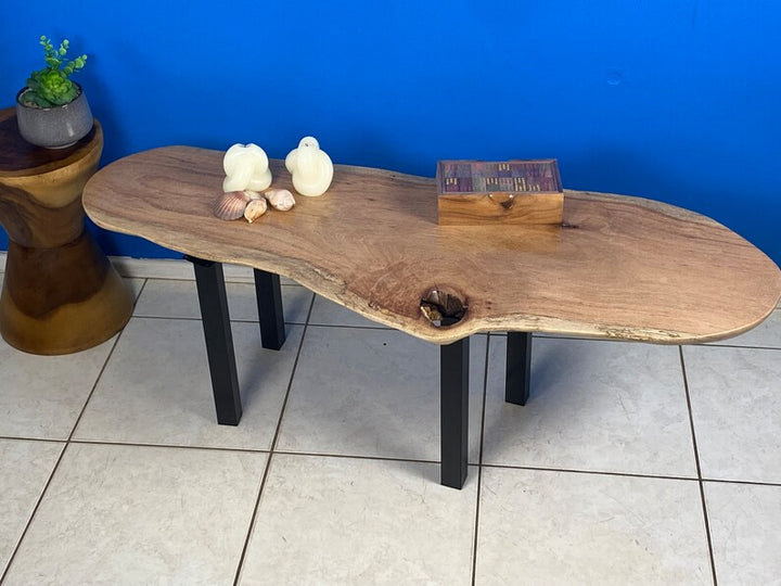 Coffee side table Silky Oak handmade with legs