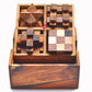 4 individual brainteaser wooden puzzles in a gift wooden box