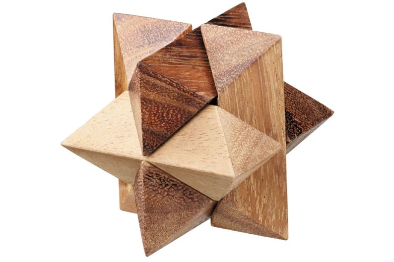 4 individual brainteaser wooden puzzles in a gift wooden box