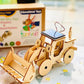 Model Bulldozer Tipper truck: Solar or battery powered plywood model-includes Motor or Solar powered options plus paint brush set