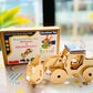 Model Bulldozer Tipper truck: Solar or battery powered plywood model-includes Motor or Solar powered options plus paint brush set