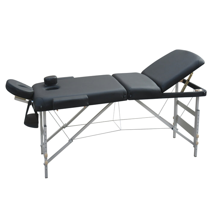 YES4HOMES 3 Fold Portable Aluminium Massage Table Massage Bed Beauty Therapy Black