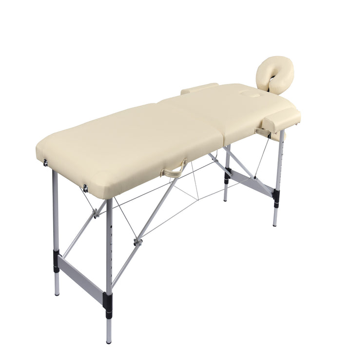 YES4HOMES 2 Fold Portable Aluminium Massage Table Massage Bed Beauty Therapy Beige