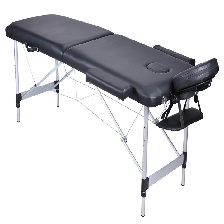 YES4HOMES 2 Fold Portable Aluminium Massage Table Massage Bed Beauty Therapy Black