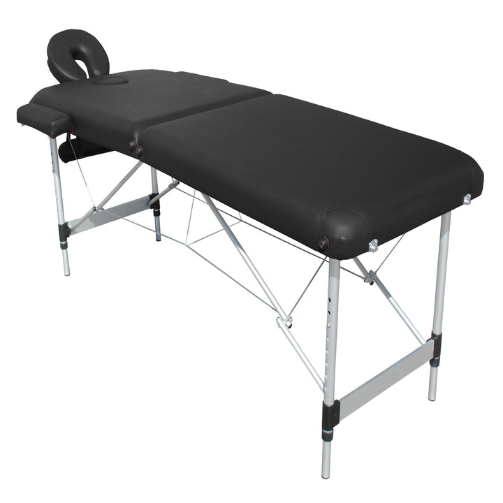 YES4HOMES 2 Fold Portable Aluminium Massage Table Massage Bed Beauty Therapy Black