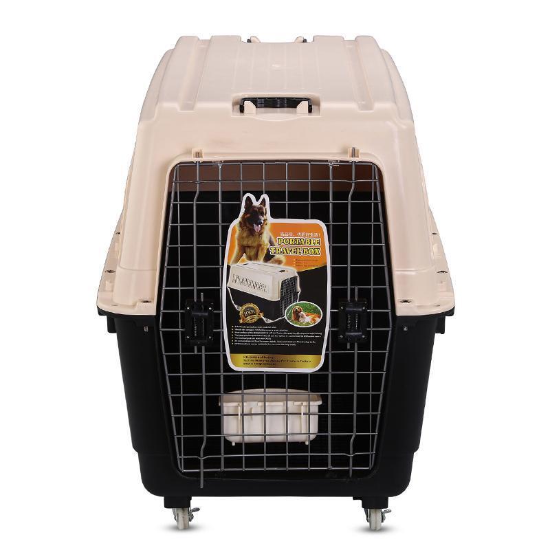 YES4PETS XXXL Plastic Pet Dog Carrier Transport Cat Cage With Wheels Tray & Bowl