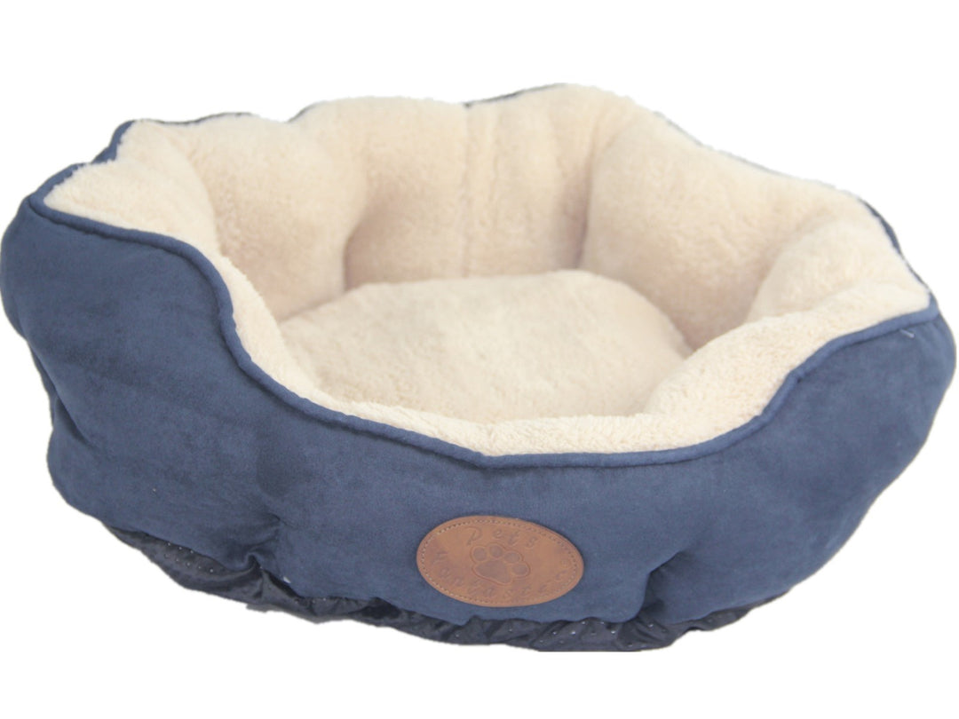 YES4PETS Washable Blue / Grey Fleece Soft Pet Dog Cat Bed-Medium