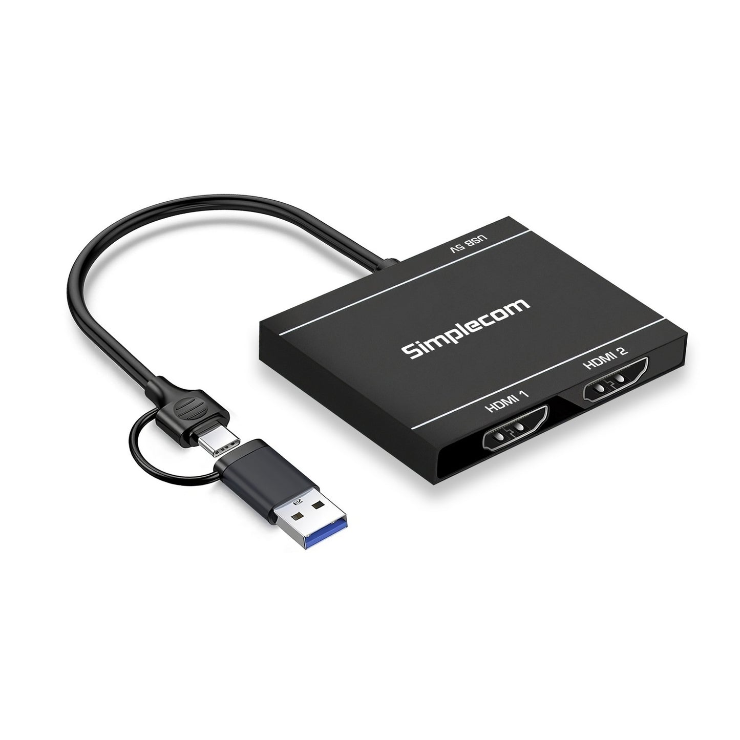 Simplecom DA327 USB 3.0 or USB-C to Dual HDMI Display Adapter for 2x 1080p Extended Screens