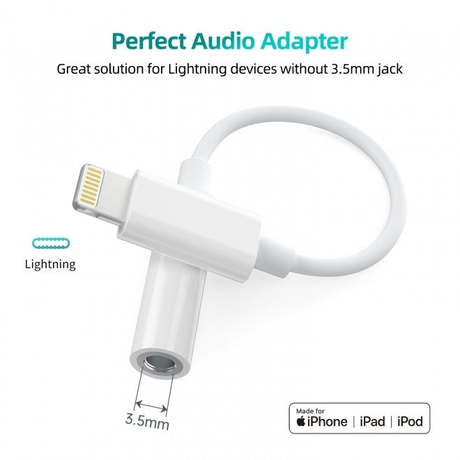 CHOETECH AUX005 iPhone 8-pin to 3.5mm Headphone Adapter