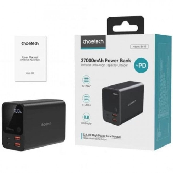 CHOETECH B635 Dual PD 100W 27000 mAh Power Bank