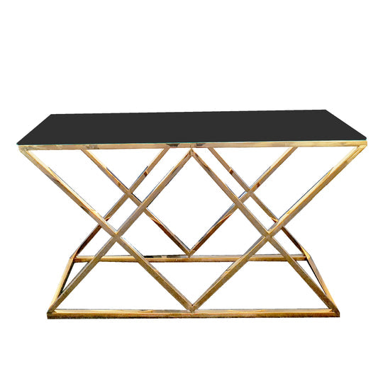 Alsea Console Table Gold Base - Black Glass