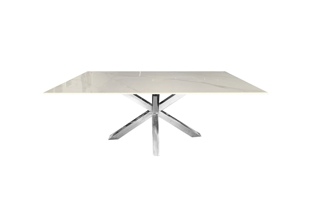 Miles Gold With White Marble Dining Table - 90cm x 180cm