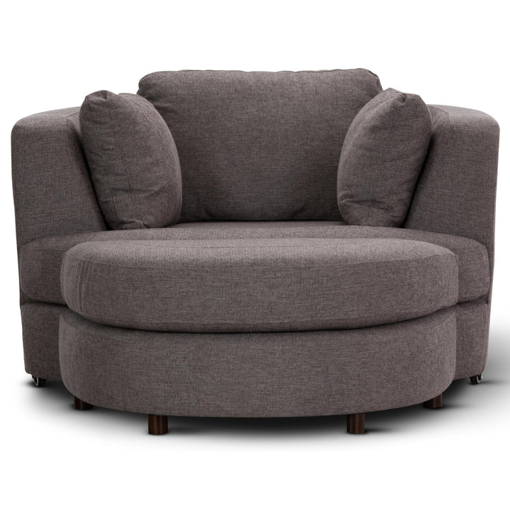 Sunshine Single Sofa Love Chair Fabric Swivel Armchair Ottoman Set - Grey