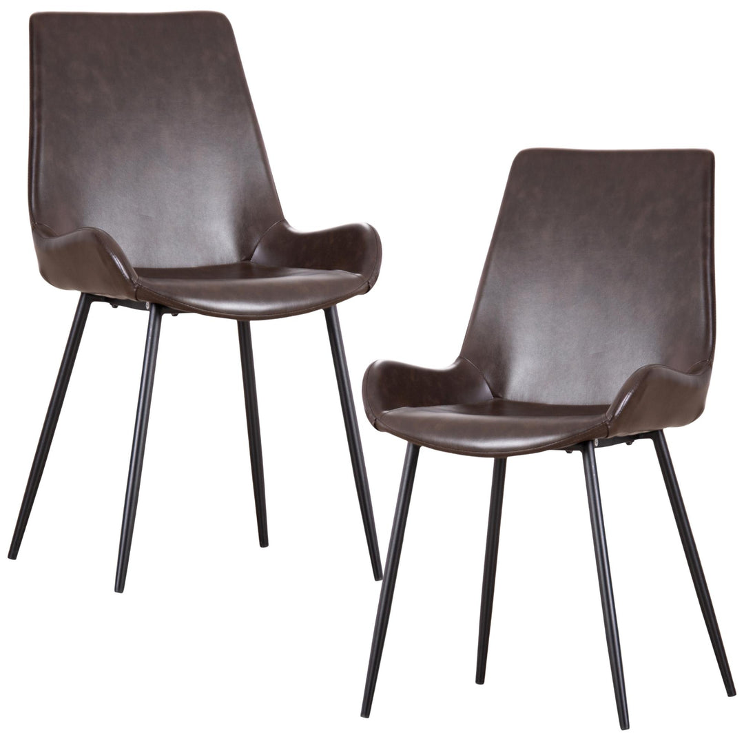 Brando  Set of 2 PU Leather Upholstered Dining Chair Metal Leg - Brown