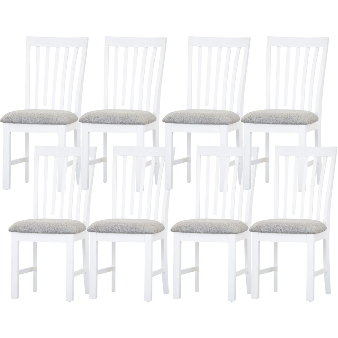 Laelia Dining Chair Set of 8 Solid Acacia Timber Wood Coastal Furniture - White