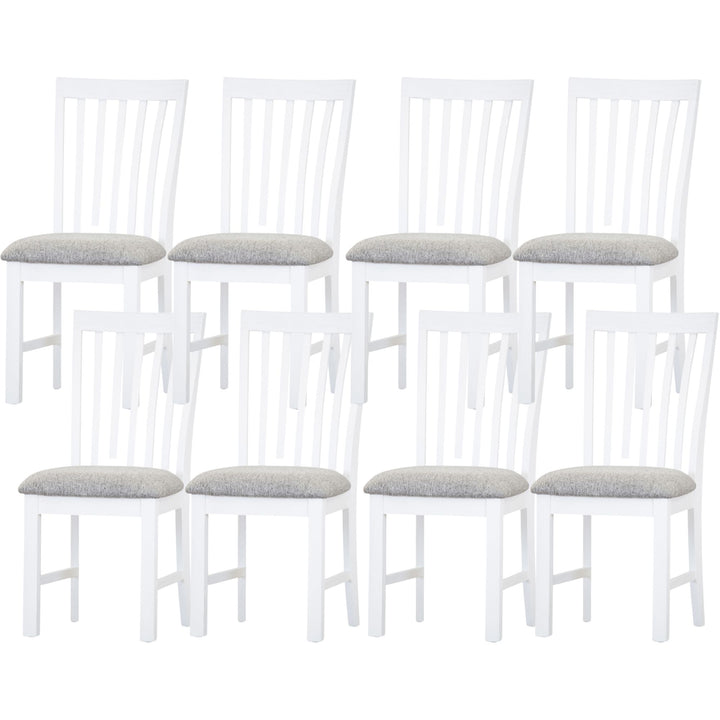 Laelia Dining Chair Set of 8 Solid Acacia Timber Wood Coastal Furniture - White