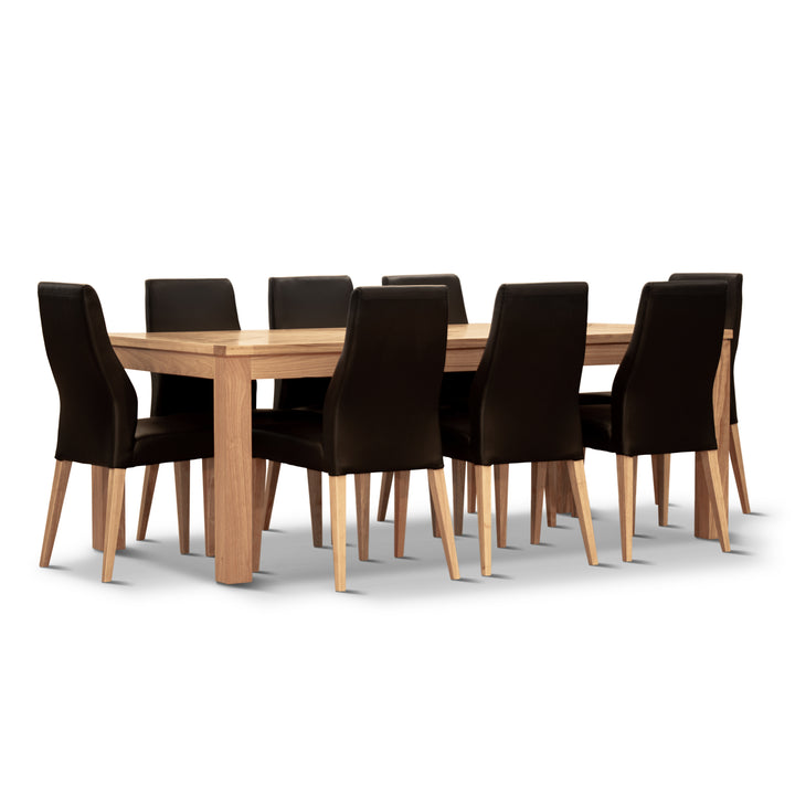 Rosemallow Dining Chair Set of 8 PU Leather Seat Solid Messmate Timber - Black