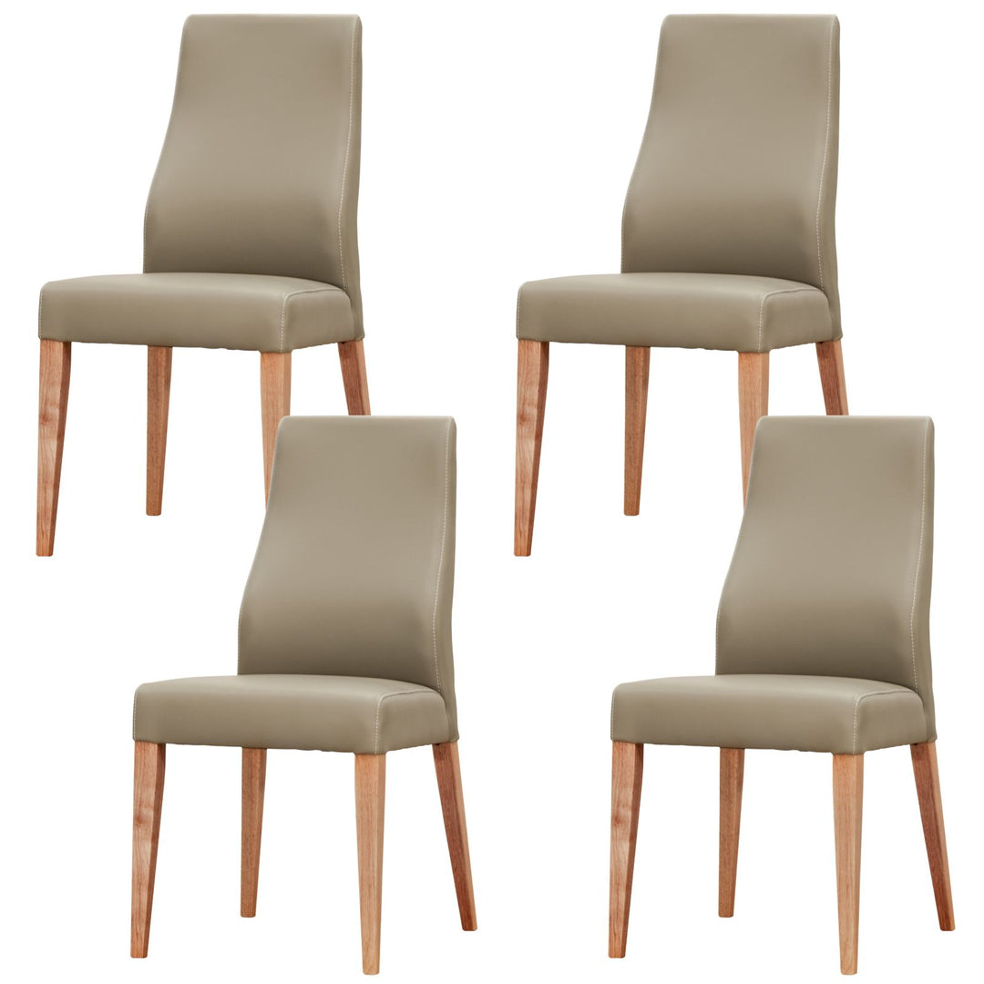 Rosemallow Dining Chair Set of 4 PU Leather Seat Solid Messmate Timber - Silver