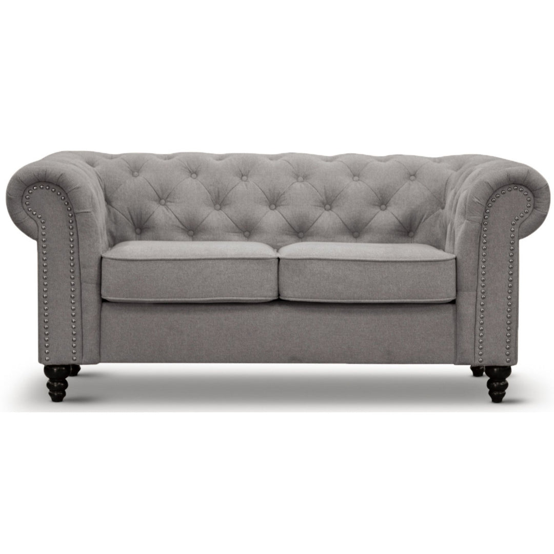 Mellowly 3 + 2 Seater Sofa Fabric Uplholstered Chesterfield Lounge Couch - Grey