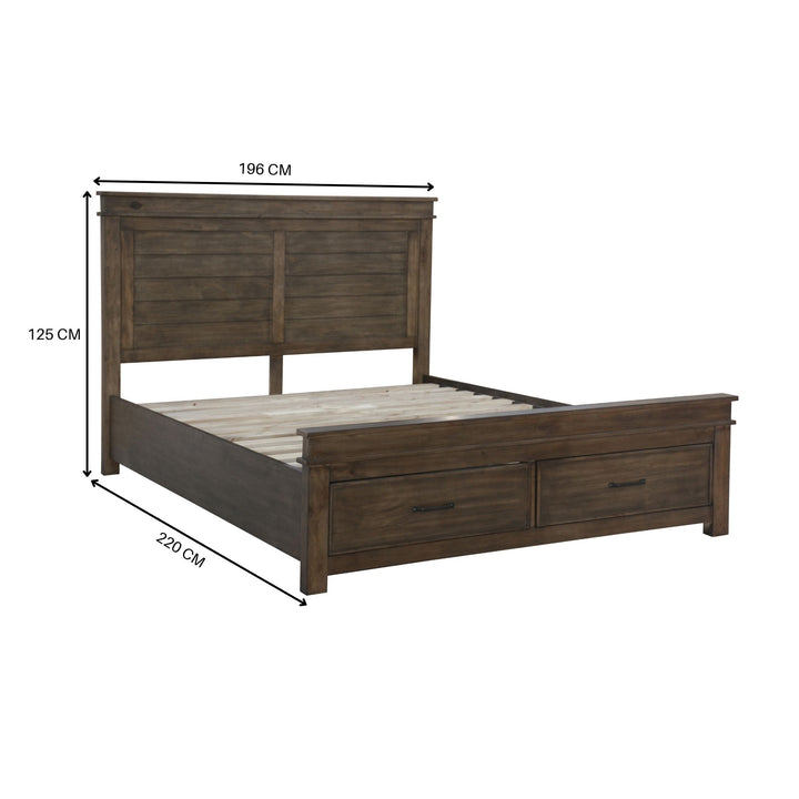 Lily Bed Frame King Size Timber Mattress Base - Rustic Grey