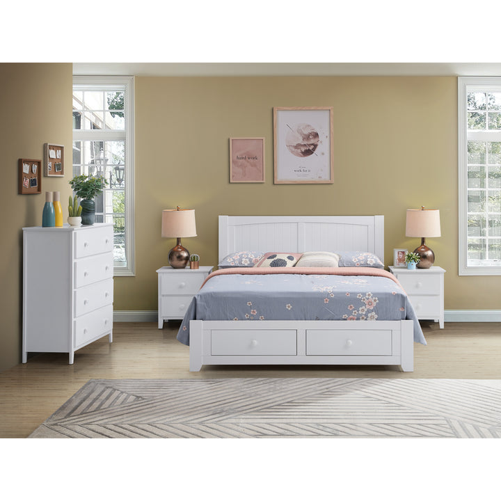 Wisteria Bed Frame Queen Size Mattress Base Storage Drawer Timber Wood - White