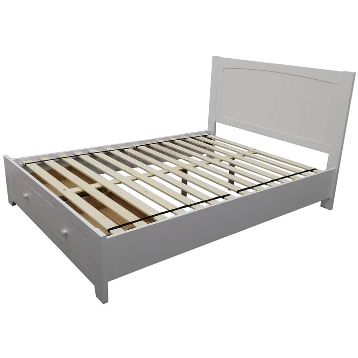 Wisteria Bed Frame Double Size Mattress Base Storage Drawer Timber Wood - White