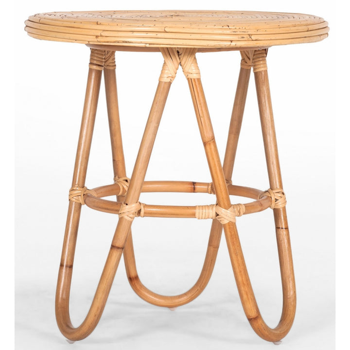 Crocus Rattan Round Side Sofa End Table 55cm - Natural