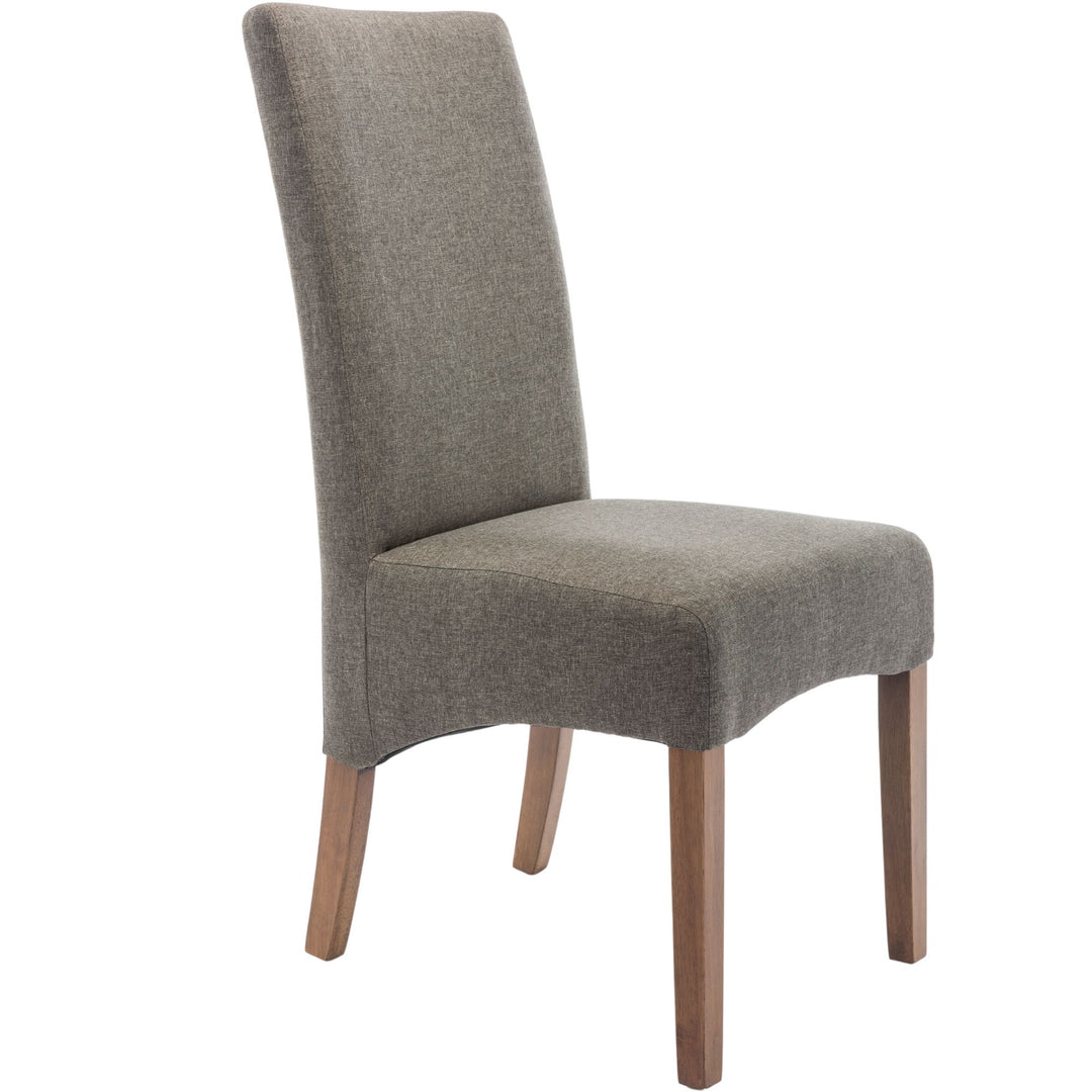 Aksa Fabric Upholstered Dining Chair Set of 4 Solid Pine Wood Furniture - Grey