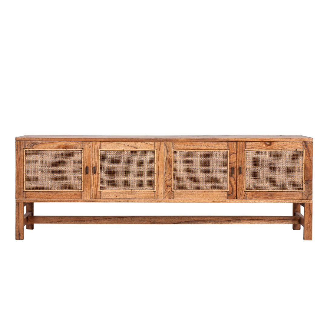 Jasmine ETU Entertainment TV Unit 160cm 4 Door Mindi Wood Rattan - Brown