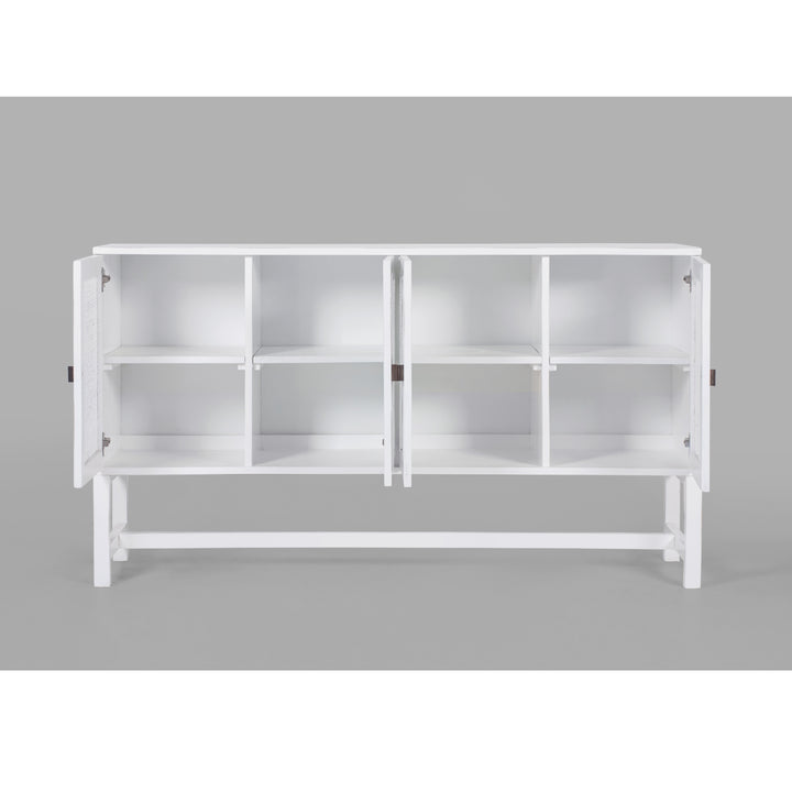 Jasmine Sideboard Buffet Table 160cm 4 Door Mindi Wood Rattan - White