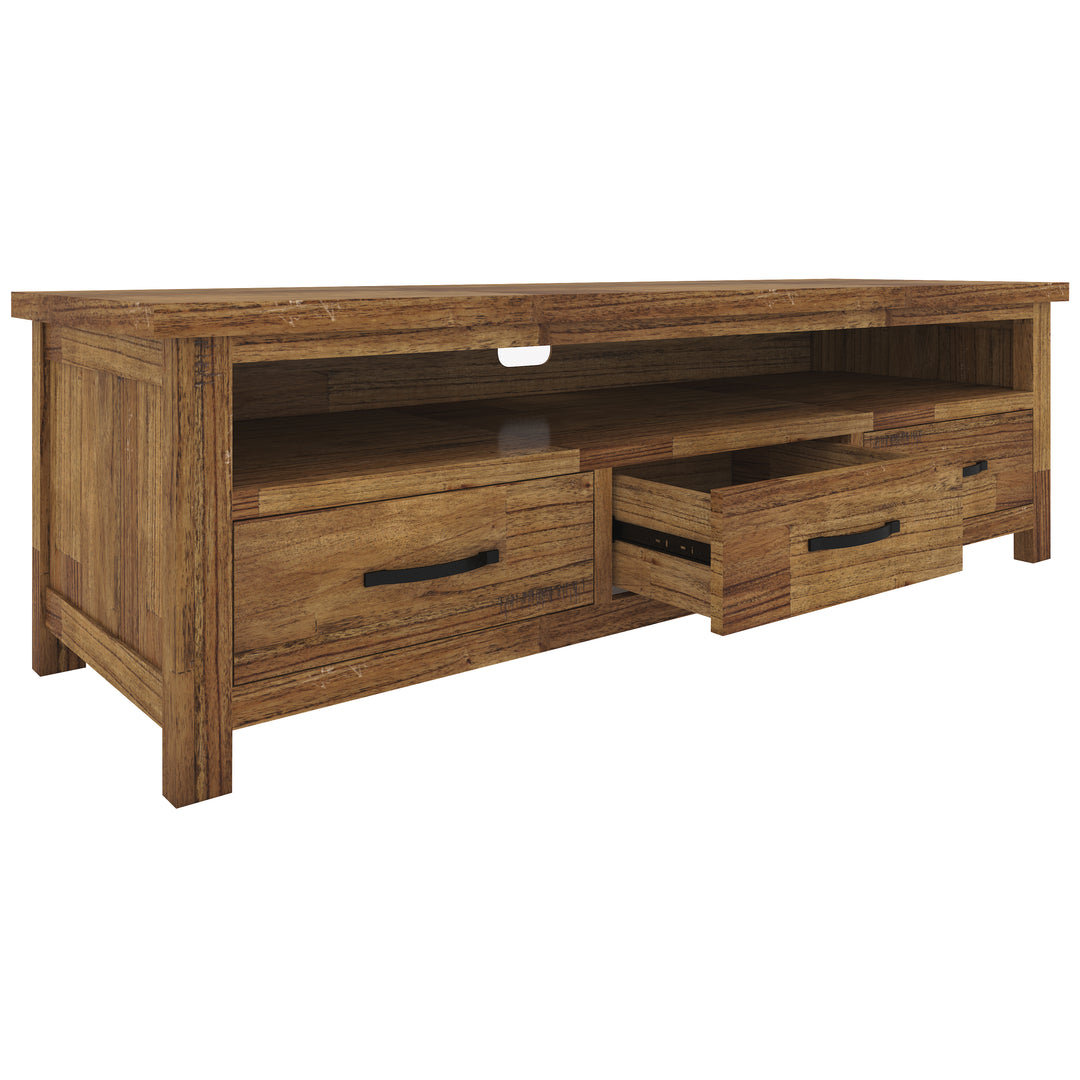 Birdsville ETU Entertainment TV Unit 174cm 3 Drawer Solid Mt Ash Wood - Brown