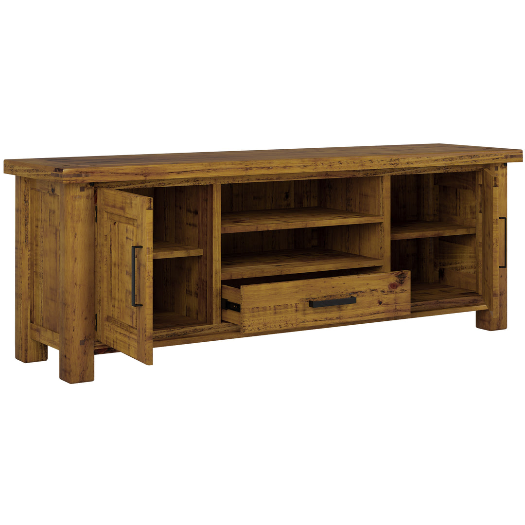 Teasel ETU Entertainment TV Unit 180cm 2 Door Solid Pine Wood - Rustic Oak