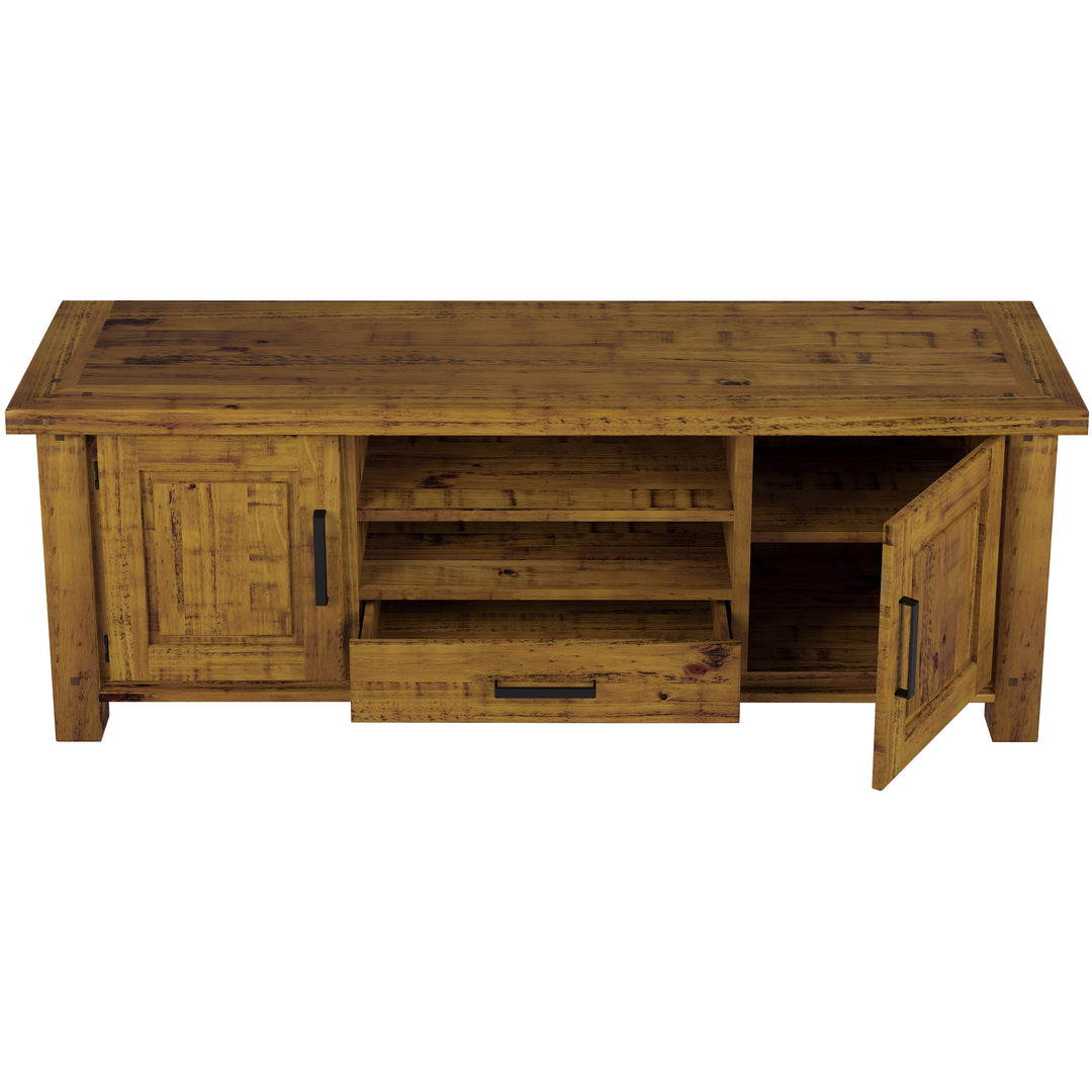 Teasel ETU Entertainment TV Unit 180cm 2 Door Solid Pine Wood - Rustic Oak