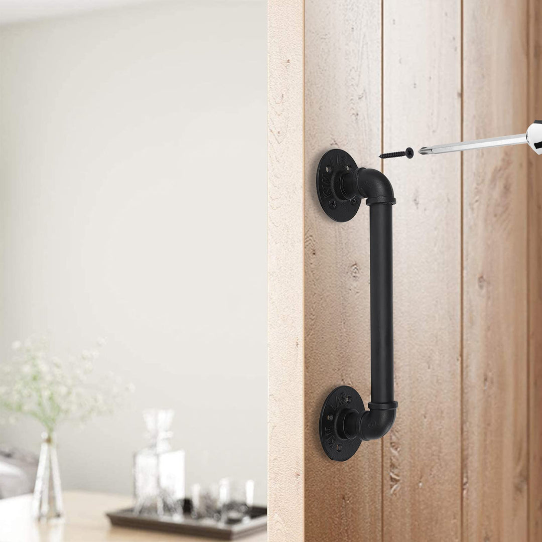 2Pcs Sliding Barn Door Handle 14 inch 36cm Industrial Pipe Door Pull Handle, Grab Bar, Towel Bar