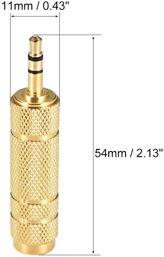 3.5mm male to 6.35mm 1/4" STEREO Female Audio Adapter Converter Gold Plated