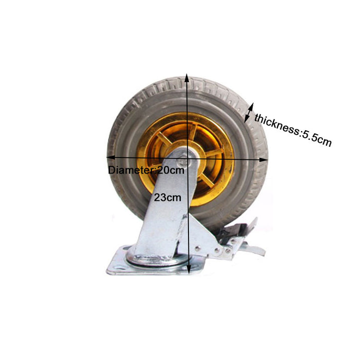 4x 8" Heavy Duty Industrial 2x Swivel Brake + 2x fixed Caster Tyre Tyres Wheel Wheels Castor 1000KG Trolley