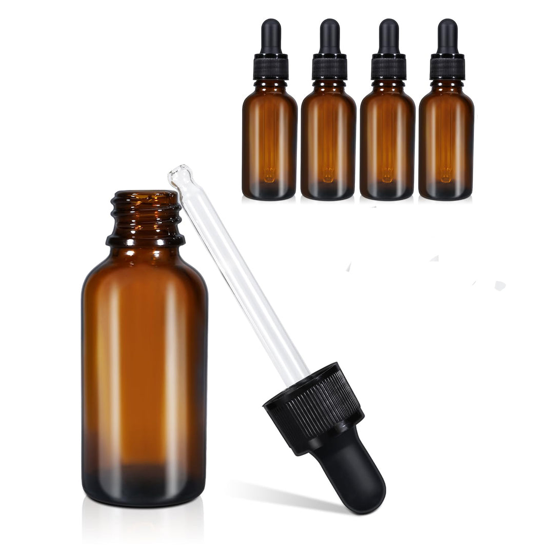 100ml (5 Pack) Amber Glass Dropper Bottle Liquid Essential Oils Bottle Bottles Leakproof Glass Tincture Bottles