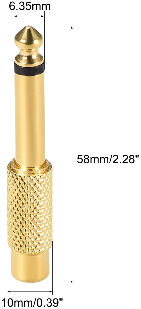 1/4 6.35mm Mono Male To RCA Female Audio Connector Adapter GOLD Plated"