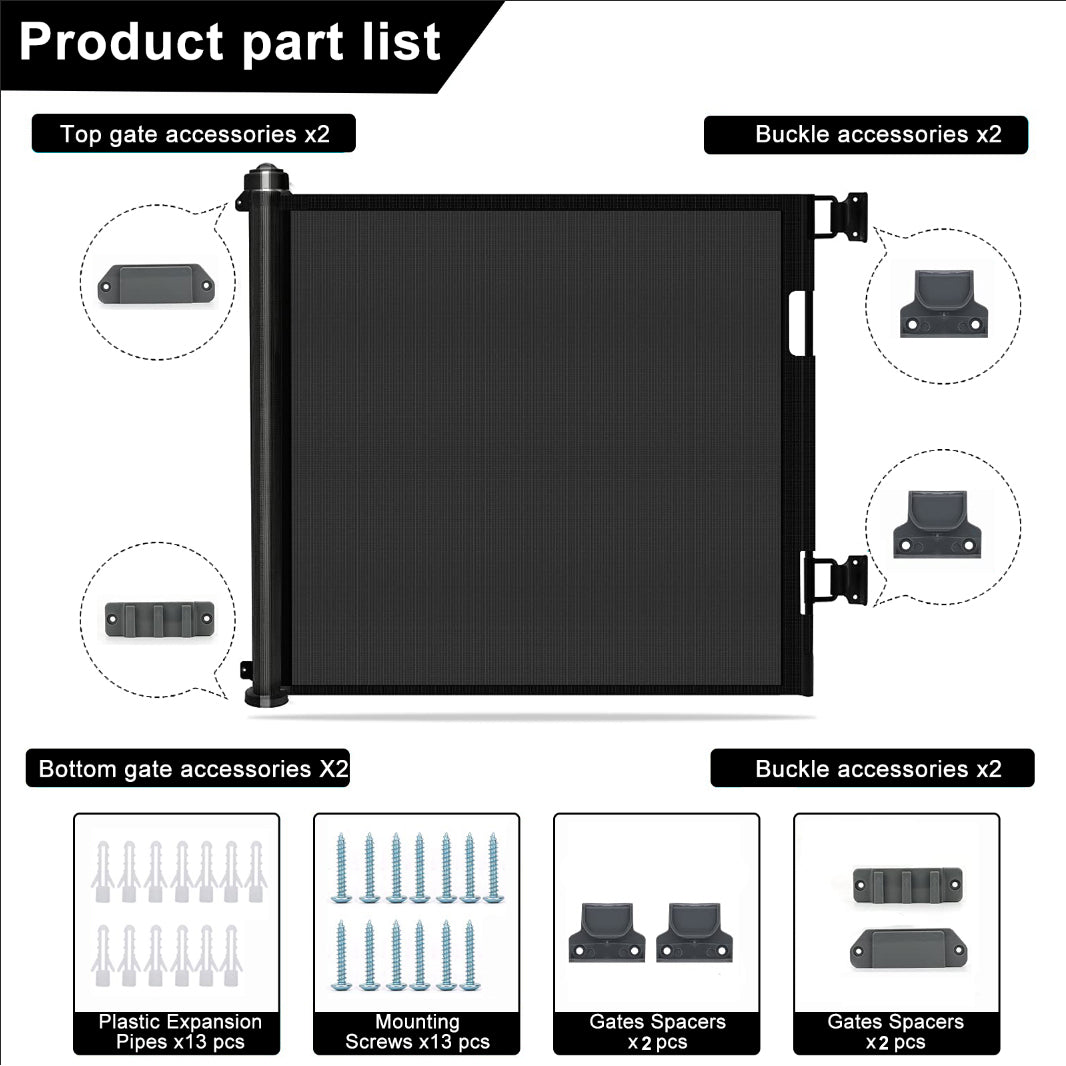 Retractable 3M Doorways Hallways Stairs Baby Gate Dog Pet Gate Indoor Outdoor Safety Gates