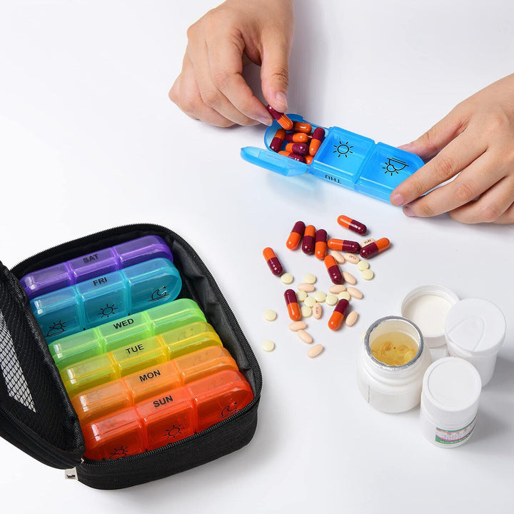 Weekly Pill Organizer 3 Times a Day Pill Box Daily Pill Case Vitamin, Medicine Case